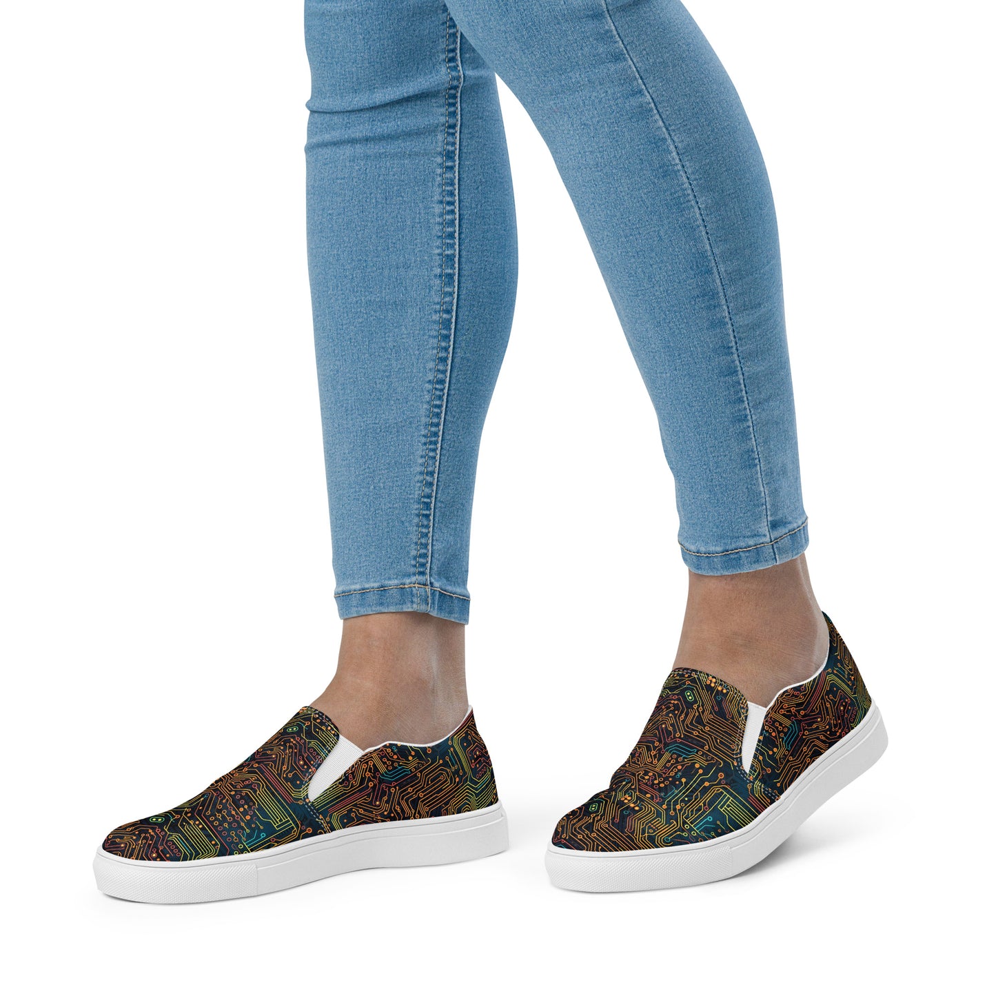 Women’s Circuit Board Pattern slip-on canvas shoes