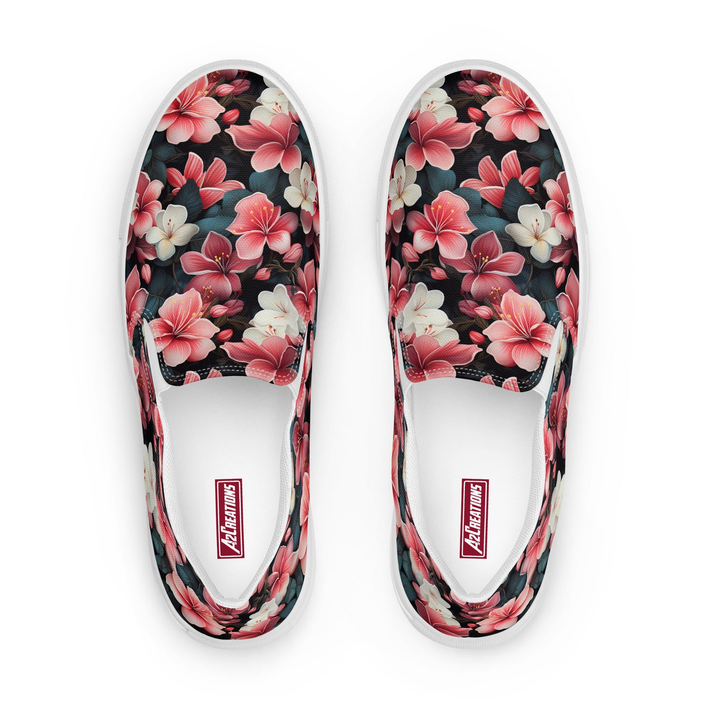 Women’s Pink Plumeria slip-on canvas shoes