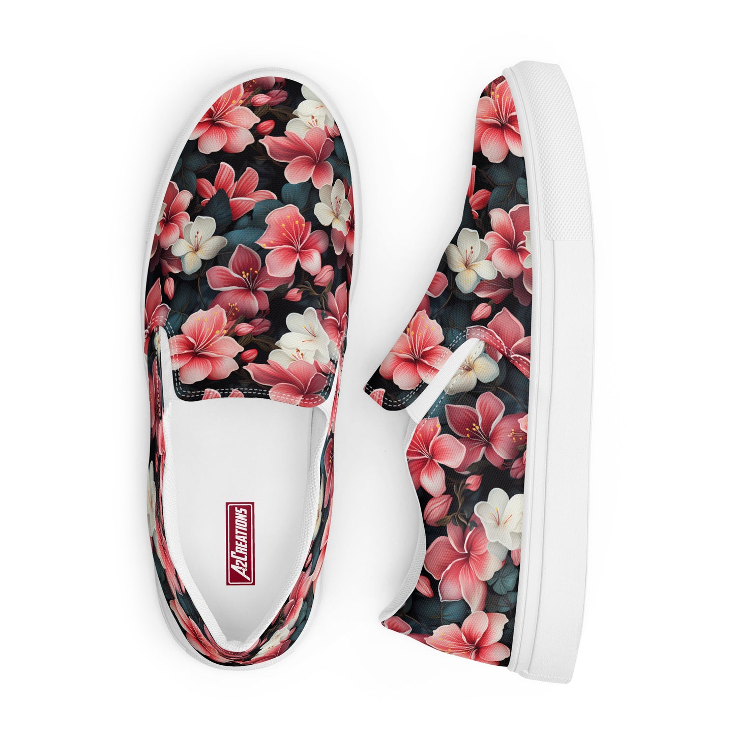 Women’s Pink Plumeria slip-on canvas shoes