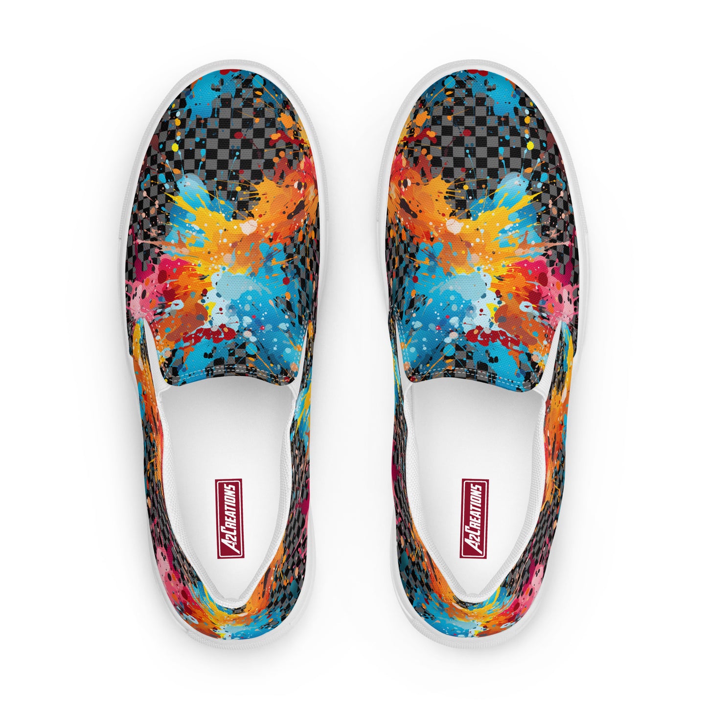 Women's Paint Spattered Checks Slip-On Canvas Shoes