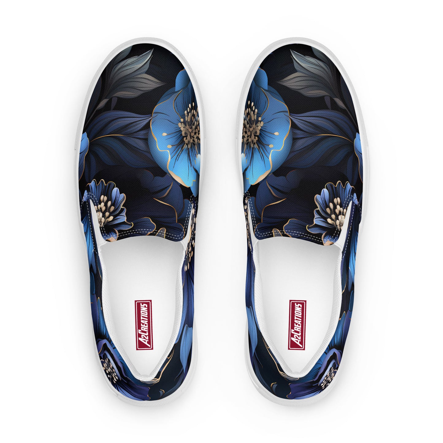 Women’s Dark Floral Pattern slip-on canvas shoes