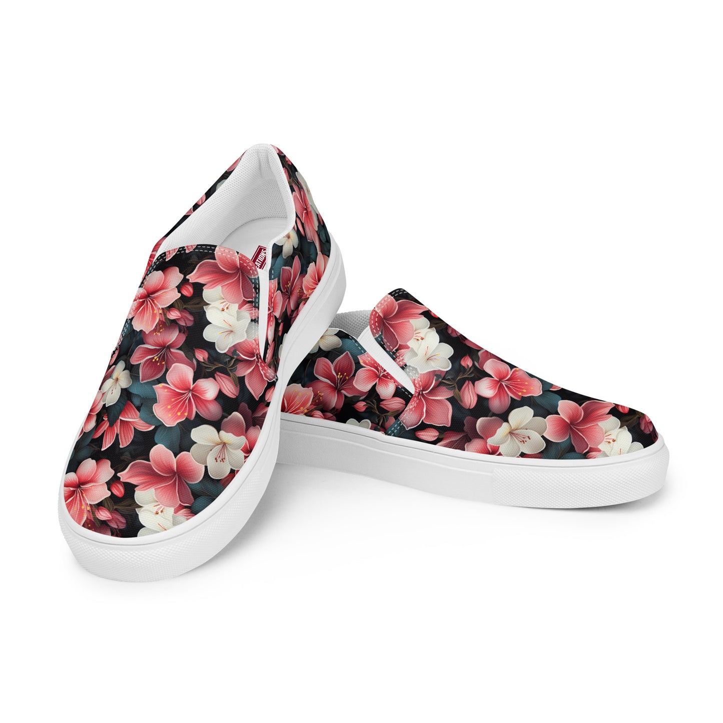 Women’s Pink Plumeria slip-on canvas shoes