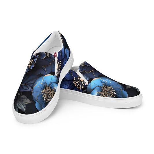 Women’s Dark Floral Pattern slip-on canvas shoes