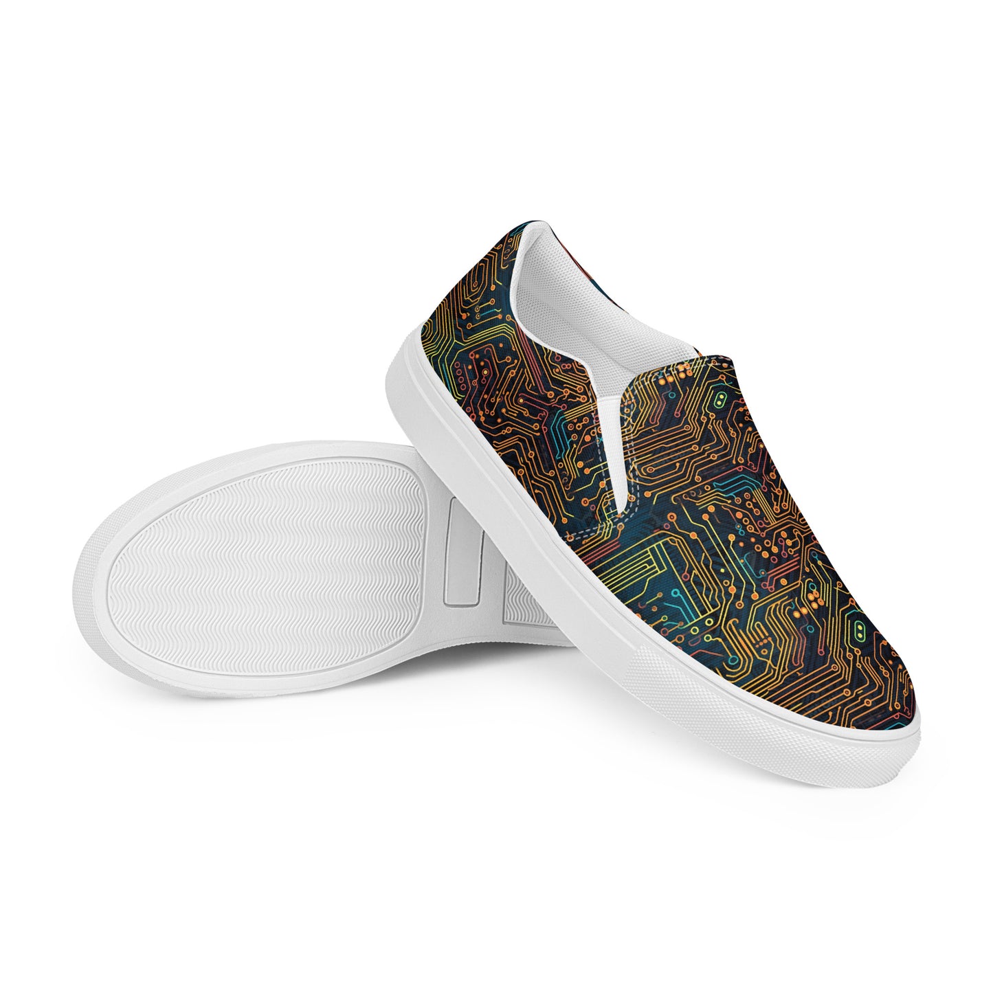 Women’s Circuit Board Pattern slip-on canvas shoes