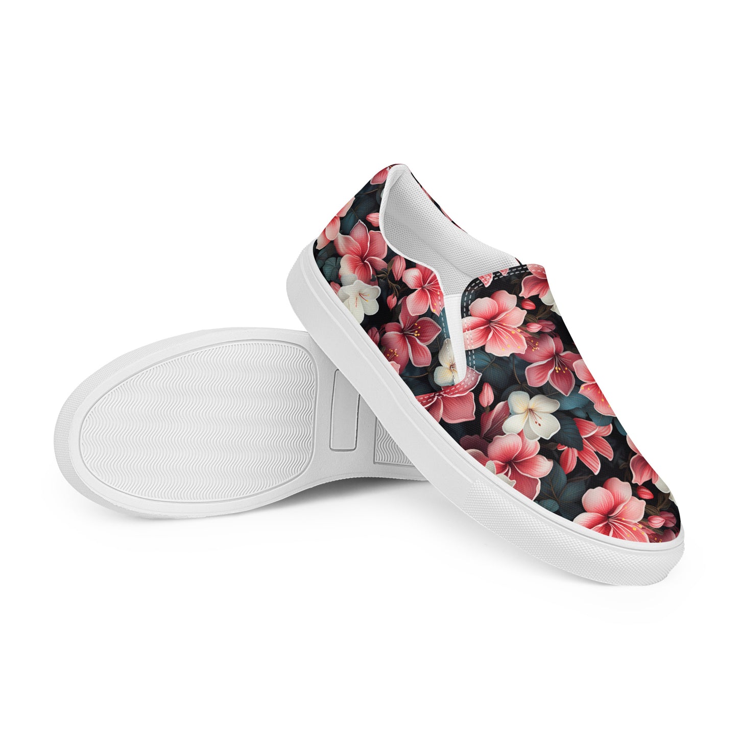 Women’s Pink Plumeria slip-on canvas shoes