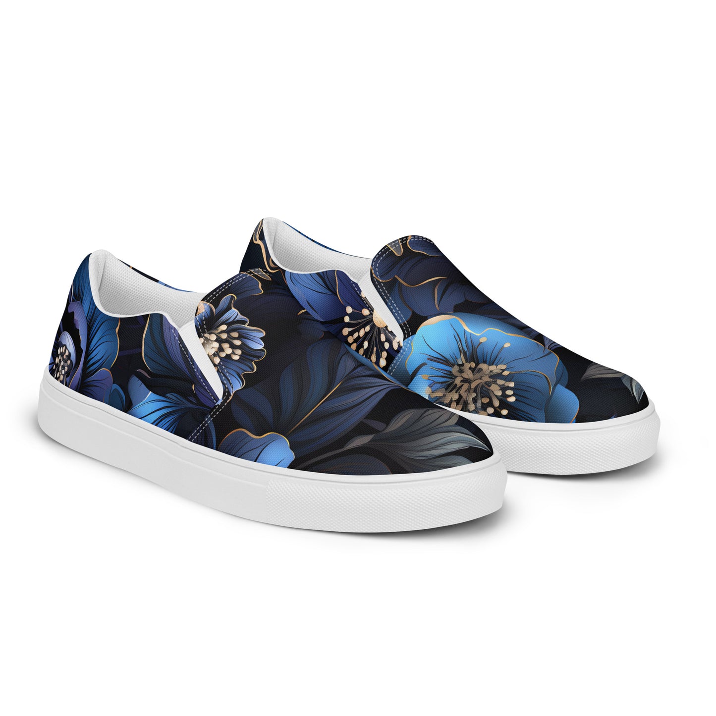 Women’s Dark Floral Pattern slip-on canvas shoes