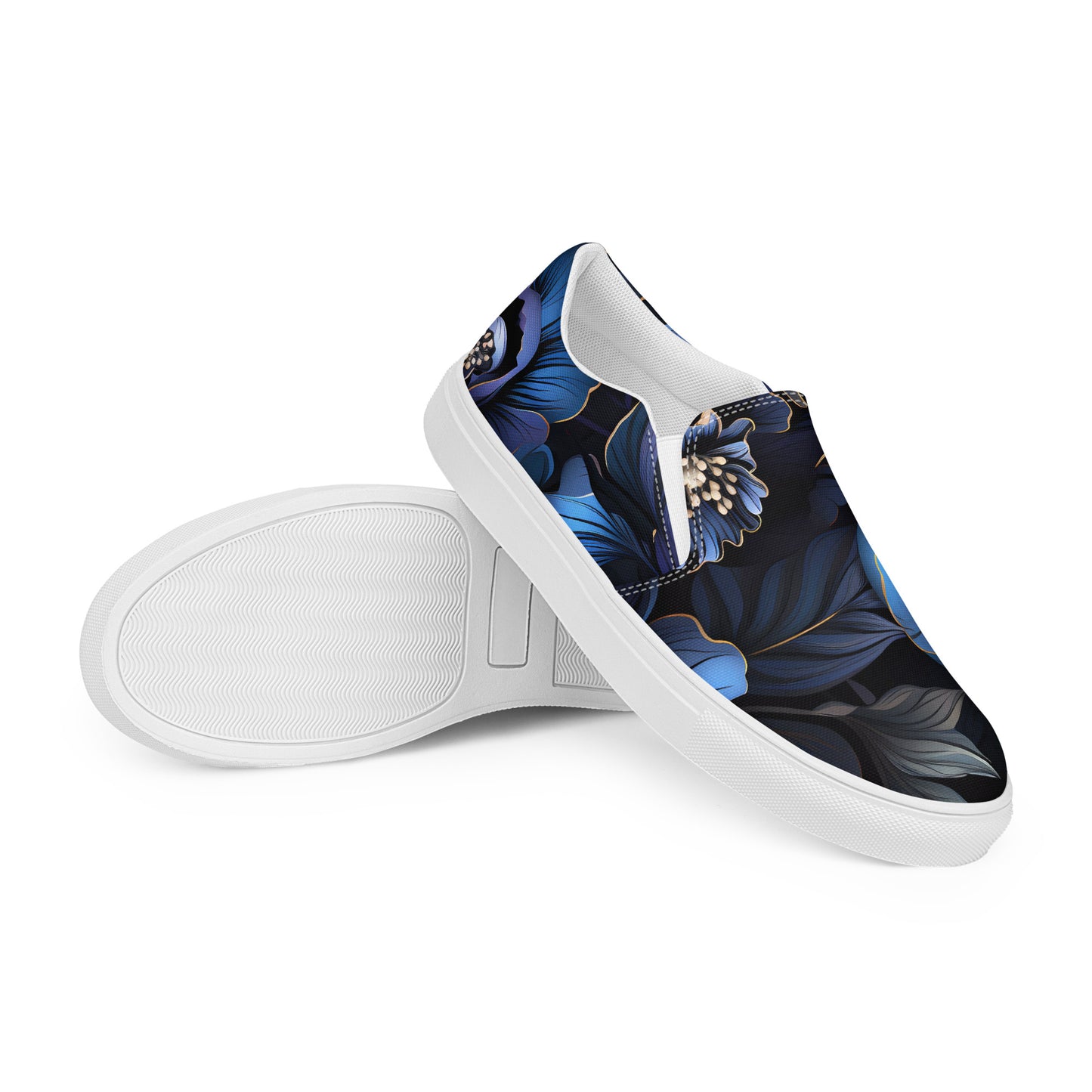 Women’s Dark Floral Pattern slip-on canvas shoes