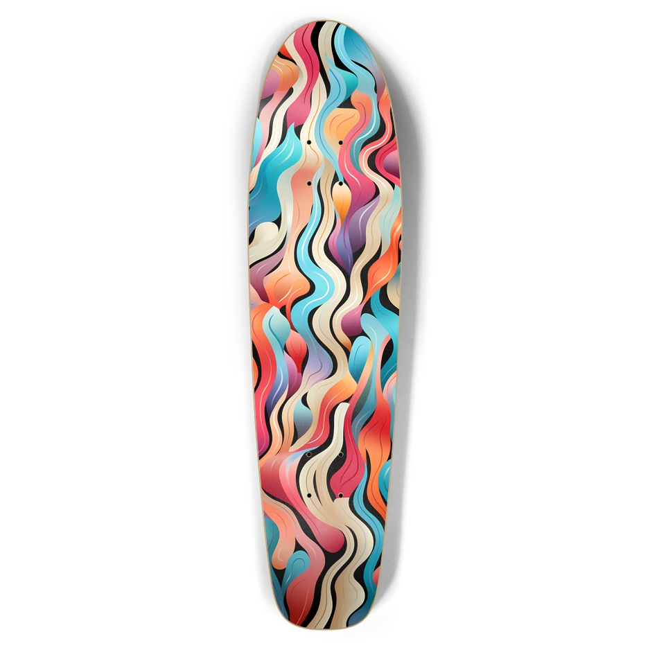 Colorful Wave Pattern Skateboard